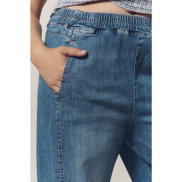 Anthropologie Pilcro Izzie Relaxed Pull On Barrel Jeans Large Cropped Wide Leg - Picture 3 of 12